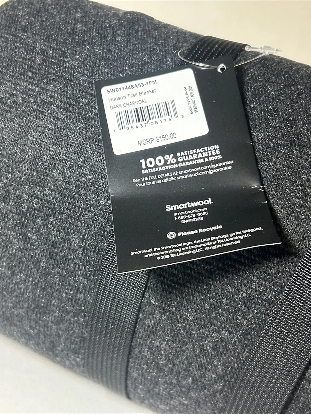 NEW Smartwool Hudson Trail Blanket - Dark Charcoal